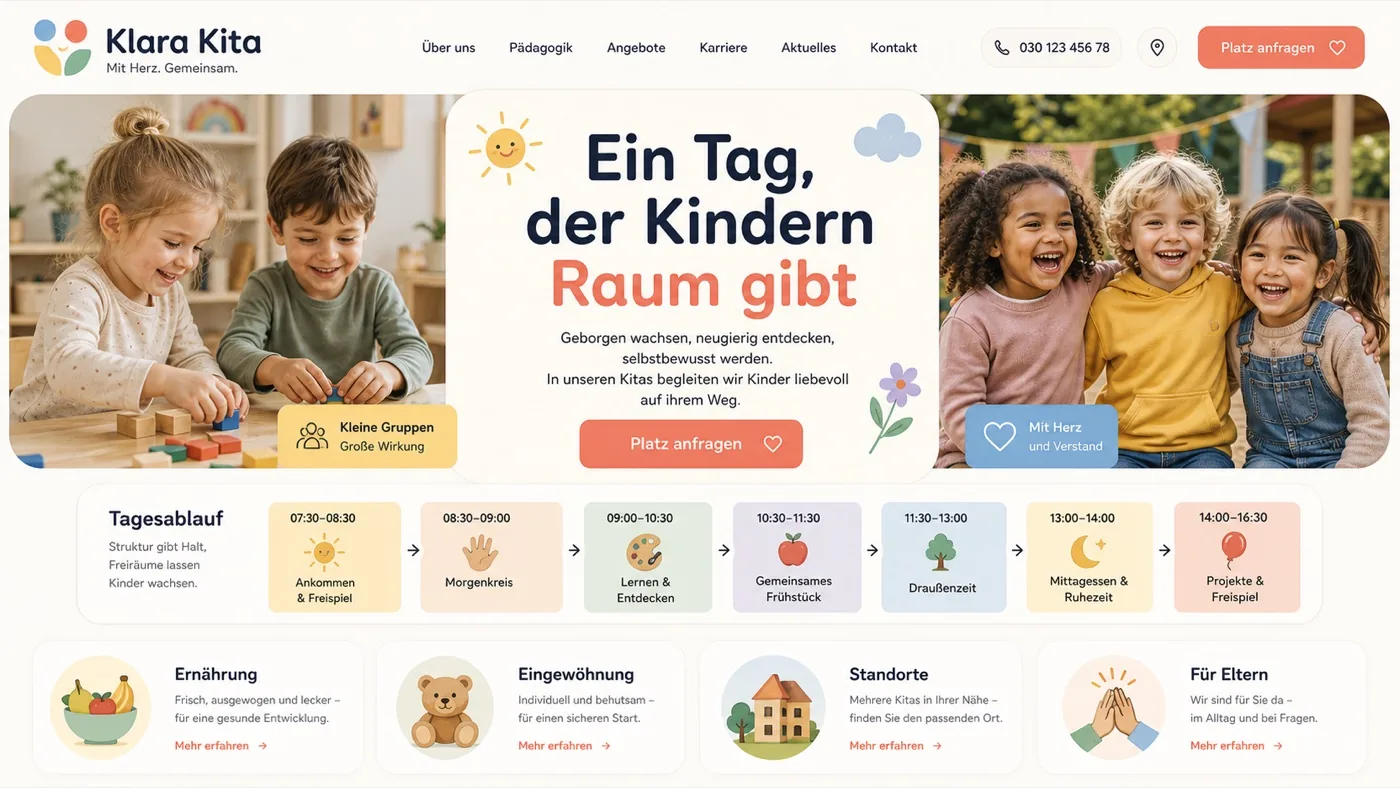 Vorschau einer Kita-Website