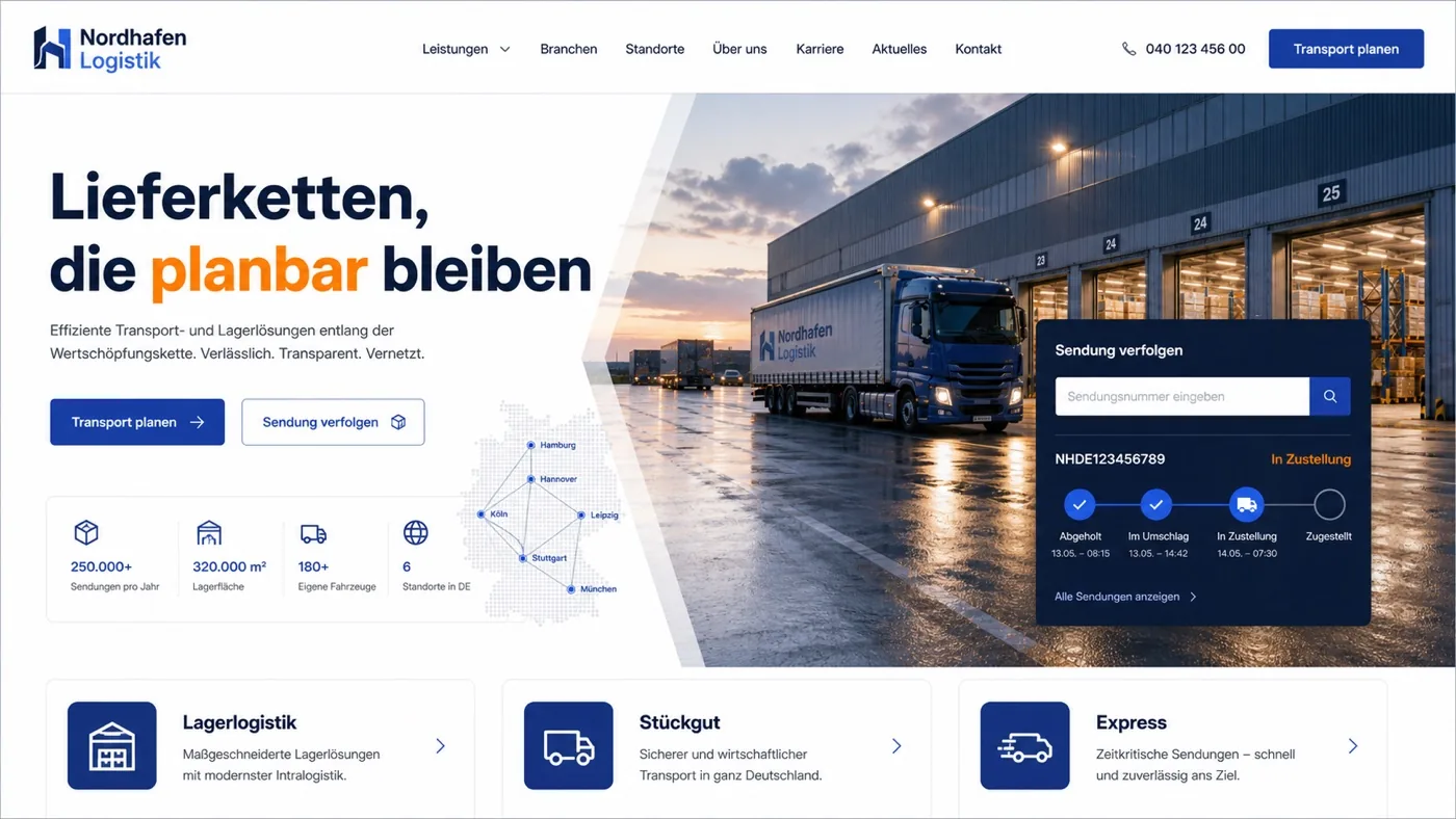 Vorschau einer Logistik-Website