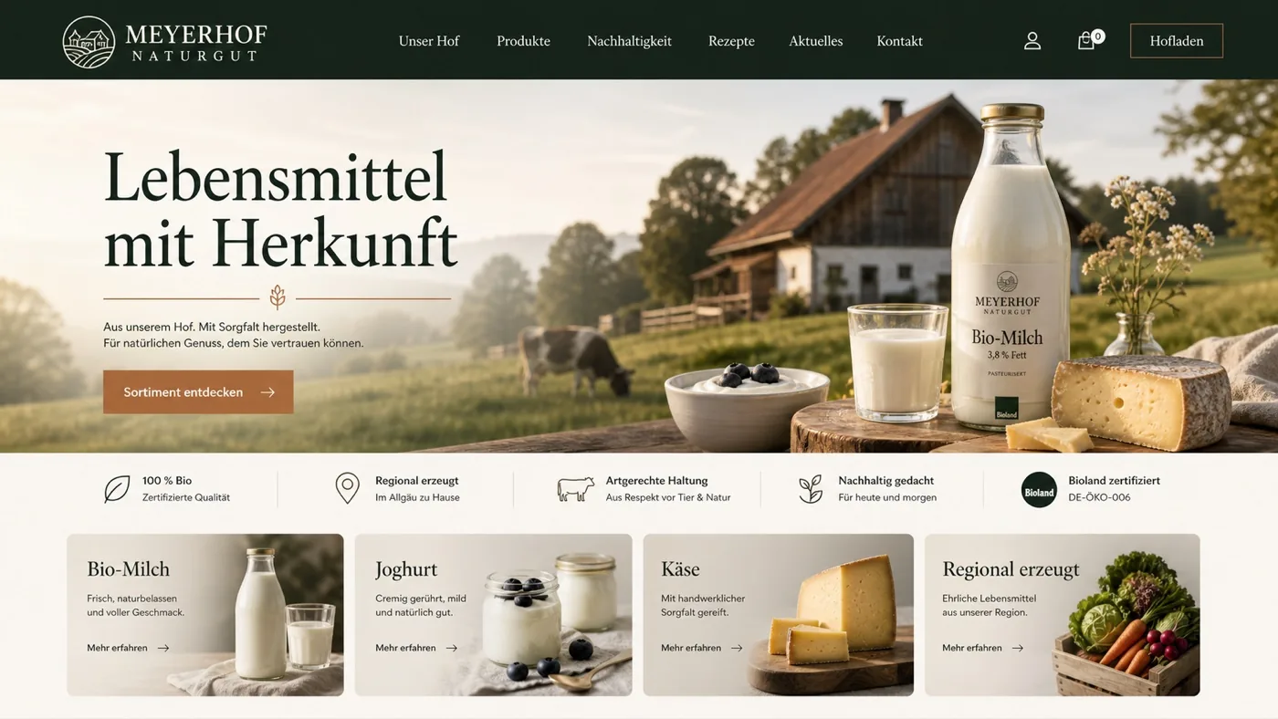 Vorschau einer Naturgut-Website