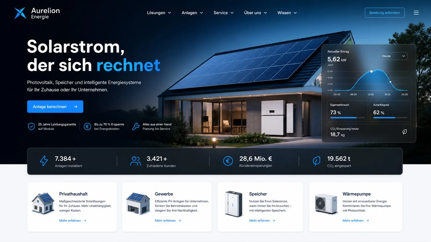 Vorschau einer Energie-Website