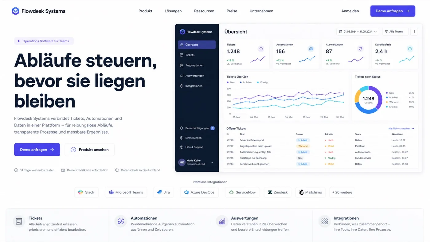 Vorschau einer Software-Website